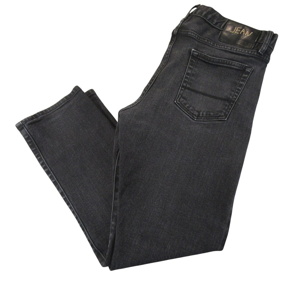 Jean Co Mens Selvedge Jeans 36 x 29 Black Stretch Cotton Lycra Dark‎ Wash